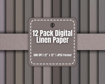 12 Taupe Linen Digital Papers, Greige Fabric Textures, Neutral Scrapbook Backgrounds