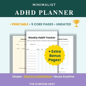 Premium ADHD-planerare | Digital nedladdning, utskrivbar fokusverktygslåda | Anpassningsbart namnomslag