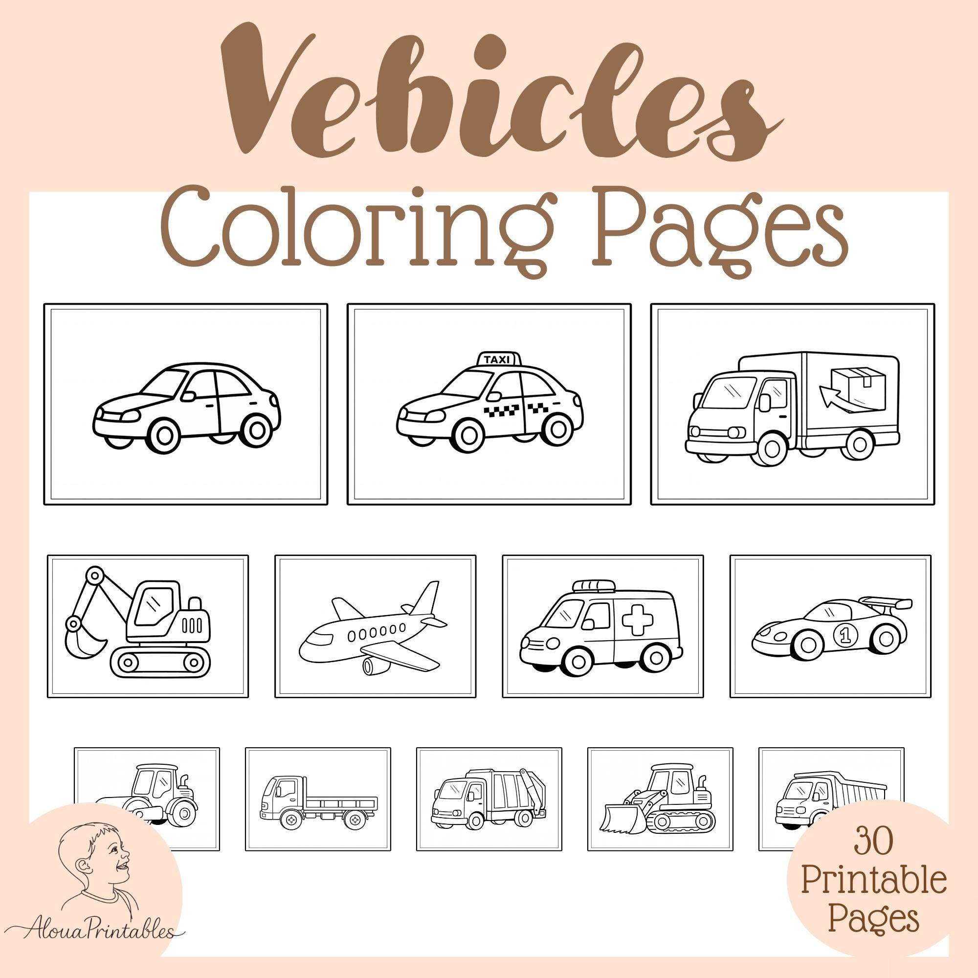 Vehicles Coloring Pages 30 Printable Coloring Worksheets for Kids…