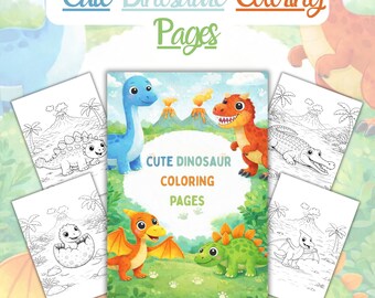 Cute Dinosaur Coloring Pages – Printable PDF Activity Book for Kids Ages 3–7