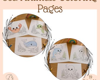 Sea Animals Coloring Pages for Kids – Printable Ocean Coloring Book Ages 3–7 – PDF Download