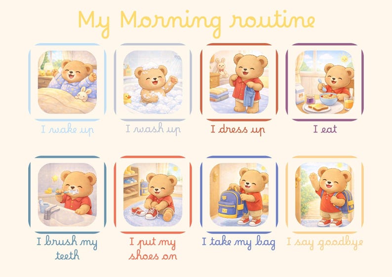 Morning Routine Chart for Kids – Printable Morning Routine Poster ...