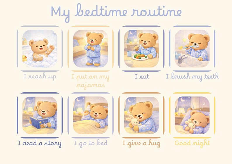 Pyjamas Routine Bedtime Routine – Visual Schedule for Kids (ages 2–6) - Etsy Canada
