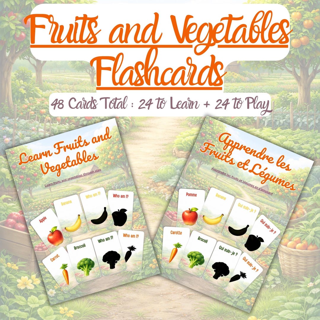 Fruits and Vegetables Flashcards for Kids – Educational Cards – Guess ...