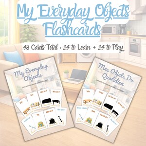 Everyday Objects Flashcards – Printable PDF A4 – Educational Cards for Kids – Learning & Guessing Game – Preschool