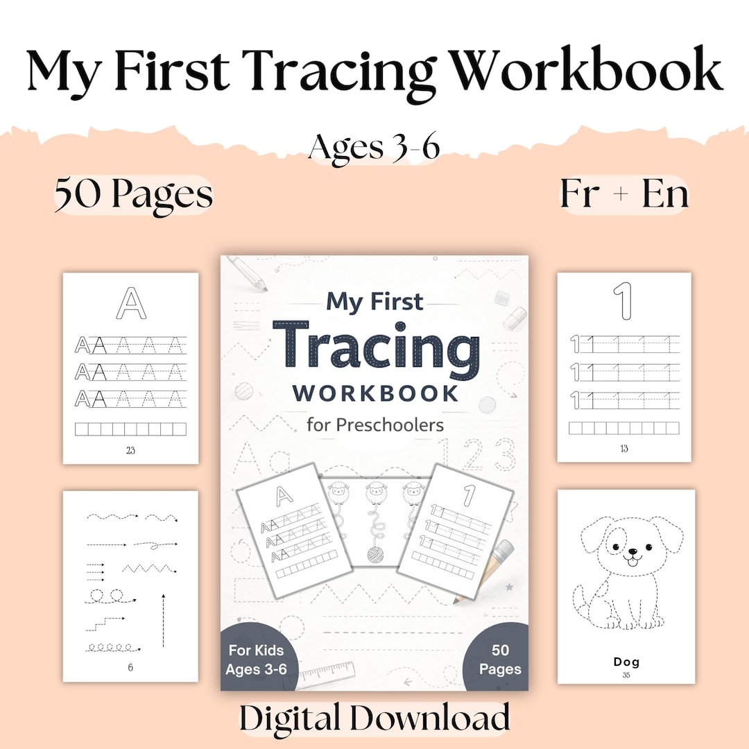 Tracing Workbook Ages 3-6 – Letters, Numbers & Shapes – 50 Pages ...
