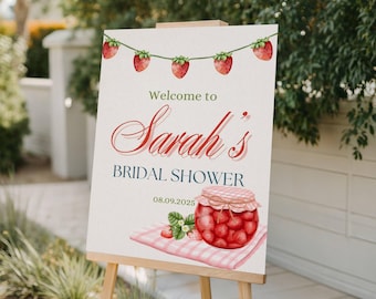 Berry Bridal Shower Welcome Sign: Editable Garden Party Template (Digital Download)