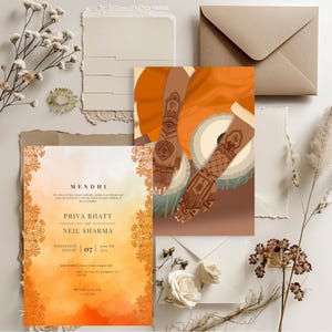 Mehndi Night Invitation Template Indian Wedding Editable Canva, Hand Drawn Henna Procreate Design, Digital Download, Printable Mendhi Card