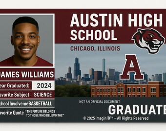 Gepersonaliseerde ID-kaart voor afgestudeerde nieuwigheid · Aangepaste afstudeerherinnering · Cadeau voor senioren