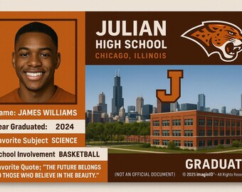 Gepersonaliseerde ID-kaart voor afgestudeerde nieuwigheid · Aangepaste afstudeerherinnering · Cadeau voor senioren