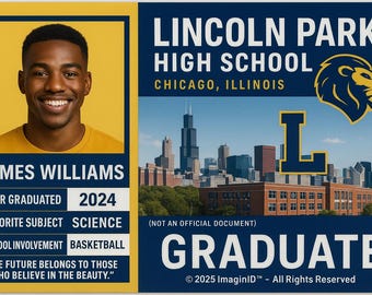 Gepersonaliseerde ID-kaart voor afgestudeerde nieuwigheid · Aangepaste afstudeerherinnering · Cadeau voor senioren