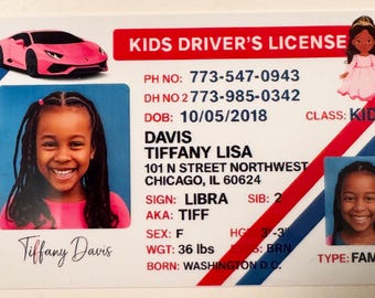 Aangepast kinderrijbewijs: leuke en gepersonaliseerde identiteitskaart | Prinses, autocoureur, sportthema's