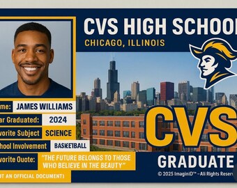 Gepersonaliseerde ID-kaart voor afgestudeerde nieuwigheid · Aangepaste afstudeerherinnering · Cadeau voor senioren