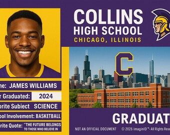 Gepersonaliseerde ID-kaart voor afgestudeerde nieuwigheid · Aangepaste afstudeerherinnering · Cadeau voor senioren