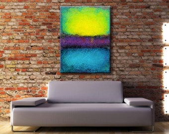 36x48 Textured BIG Abstract Painting Modern ORIGINAL Purple Green Fine Art on Wood by Maria Farias