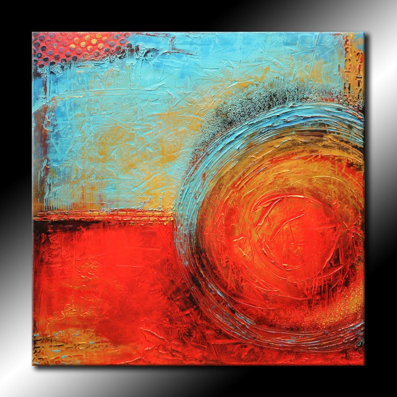 Original Abstract Painting TEXTURED Modern 30x30 Canvas Red Etsy