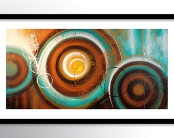 11x17 PRINT Abstract Painting on Glossy Cover Stock, Wall Art, Teal & Brown Modern Fine Art by Maria Farias