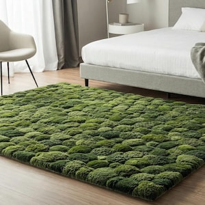 3D Moss Rug – Forest Floor Area Rug – 8x10 Hand Tufted New Zealand Wool Nature Inspired Green Carpet – Arons Rugs