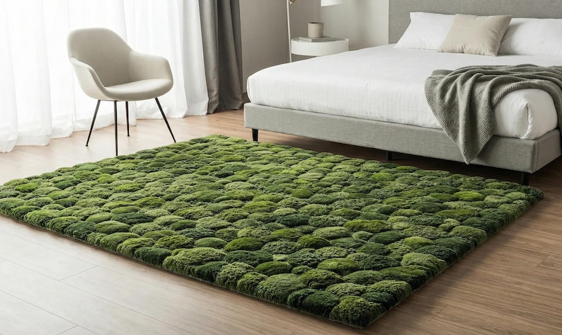 3D Moss Rug – Forest Floor Area Rug – 8x10 Hand Tufted New Zealand Wool Nature Inspired Green Carpet – Arons Rugs