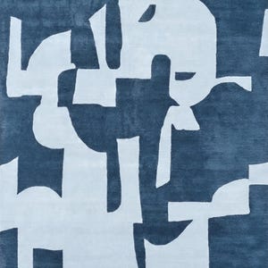 Abstract Navy Blue Rug – Modern Geometric Color Block Carpet – 8x10 Hand Tufted New Zealand Wool Area Rug – Arons Rugs