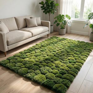 3D Moss Rug – Forest Floor Area Rug – 8x10 Hand Tufted New Zealand Wool Nature Inspired Green Carpet – Arons Rugs