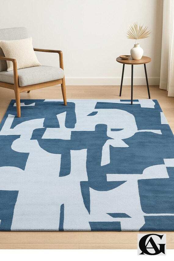 Abstract Area Rug – Hand-Tufted High Pile Carpet in Earthy – Modern Boho Home Decor