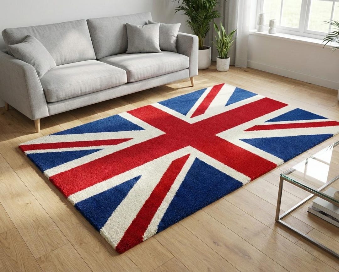 British Rugs Union Jack Flag Wool Rug | British UK Flag Hand Tufted Carpet | Arons ...