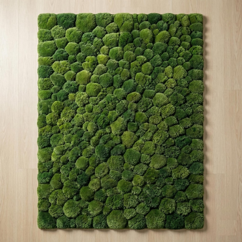 3D Moss Rug – Forest Floor Area Rug – 8x10 Hand Tufted New Zealand Wool Nature Inspired Green Carpet – Arons Rugs
