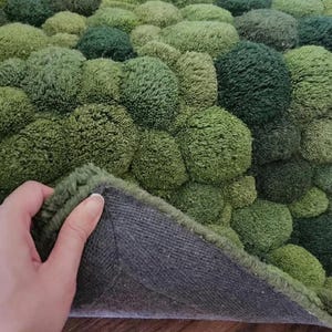 3D Moss Rug – Forest Floor Area Rug – 8x10 Hand Tufted New Zealand Wool Nature Inspired Green Carpet – Arons Rugs