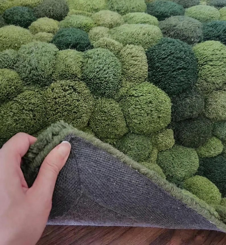 3D Moss Rug – Forest Floor Area Rug – 8x10 Hand Tufted New Zealand Wool Nature Inspired Green Carpet – Arons Rugs