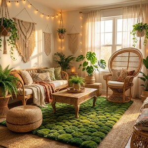 3D Moss Rug – Forest Floor Area Rug – 8x10 Hand Tufted New Zealand Wool Nature Inspired Green Carpet – Arons Rugs