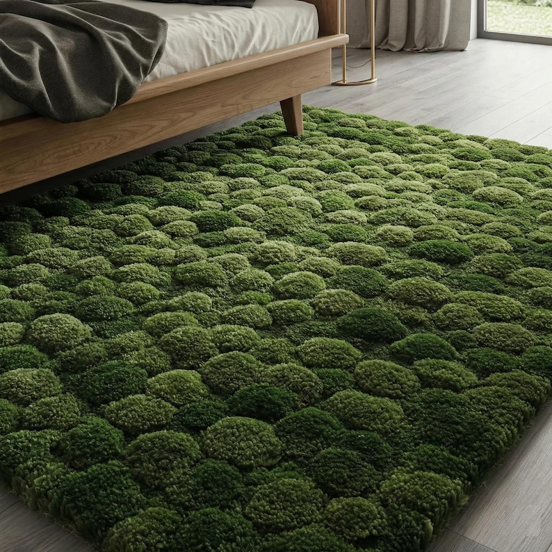 3D Moss Rug – Forest Floor Area Rug – 8x10 Hand Tufted New Zealand Wool Nature Inspired Green Carpet – Arons Rugs