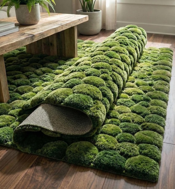 3D Moss Rug – Forest Floor Area Rug – 8x10 Hand Tufted New Zealand Wool Nature Inspired Green Carpet – Arons Rugs