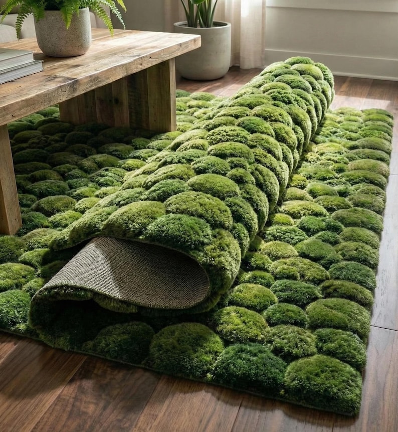 3D Moss Rug – Forest Floor Area Rug – 8x10 Hand Tufted New Zealand Wool Nature Inspired Green Carpet – Arons Rugs