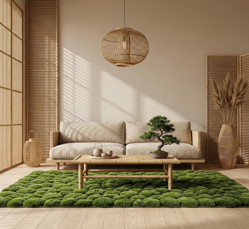 3D Moss Rug – Forest Floor Area Rug – 8x10 Hand Tufted New Zealand Wool Nature Inspired Green Carpet – Arons Rugs