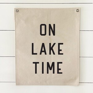 On Lake Time Canvas Banners Pennant, Beach Wall Art, Hanging Surf Tapestry Flag, Coastal Decor Wall Banner