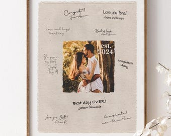 Fabric Wedding Guestbook Alternative, Custom Portrait on Canvas Tapestry, Personalized Wedding Signage Photo Wall Art