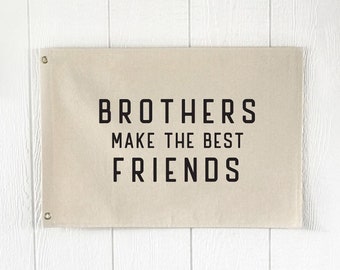 Brothers Quote Flag, Nursery Wall Decor, Wall Art Pennant Banner, Kids Room Decor, Boys Bedroom Playroom Decor