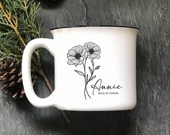 Personalized Coffee Mug, Custom Bridesmaid Gift, Campfire Mug, Maid of Honor Coffee Cup, Wedding Party Gifts, Bridesmaid Proposal Box