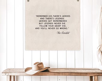 Sandlot Quote Flag, Nursery Wall Decor, Wall Art Pennant Banner, Kids Room Canvas Tarp, Boys Baseball Bedroom Decor