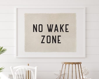 Beach Wall Art, No Wake Zone Canvas Poster, Surf Tapestry Flag, Coastal Decor Wall Banner