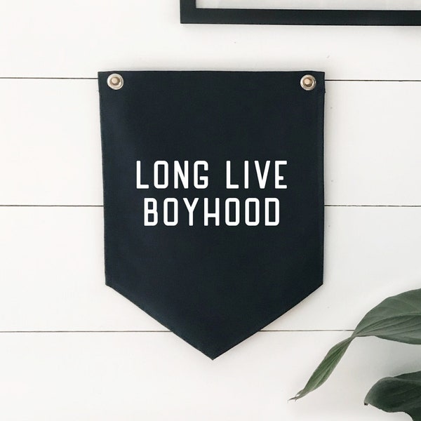 Nursery Wall Decor, Long Live Boyhood Pennant Flag Wall Art Banner, Kids Room Decor