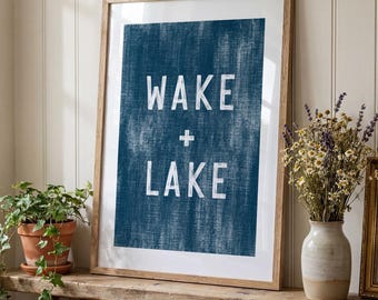 Coastal Wall Art Print, Wake And Lake Canvas Poster, Beach Wall Decor