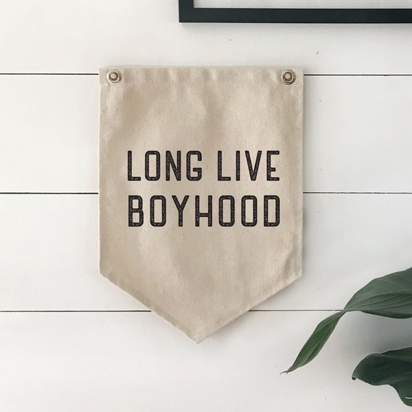 Nursery Wall Decor, Long Live Boyhood Pennant Flag Wall Art Banner, Kids Room Decor