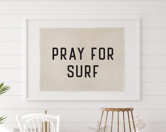 Beach Wall Art, Pray For Surf Canvas Poster, Surf Tapestry Flag, Coastal Wall Decor Banner