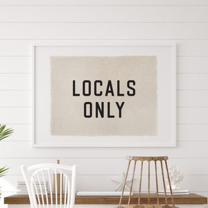 Beach Wall Art, Locals Only Canvas Poster, Surf Tapestry Flag, Coastal Wall Decor Banner