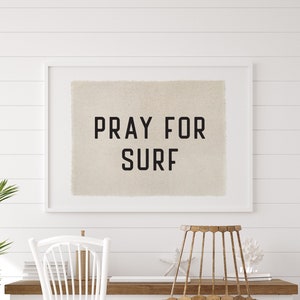 Beach Wall Art, Pray For Surf Canvas Poster, Surf Tapestry Flag, Coastal Wall Decor Banner