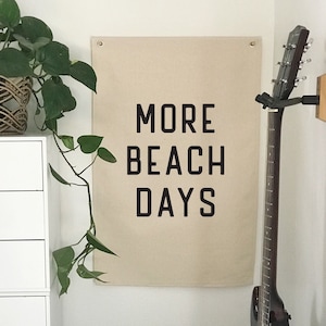 Beach Wall Decor, More Beach Days Flag, Wall Art Hanging Pennant Banner, Coastal Home Decor for Summer, Canvas Wall Art