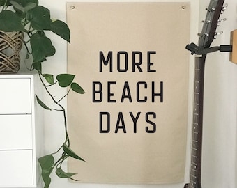 Beach Wall Decor, More Beach Days Flag, Wall Art Hanging Pennant Banner, Coastal Home Decor for Summer, Canvas Wall Art