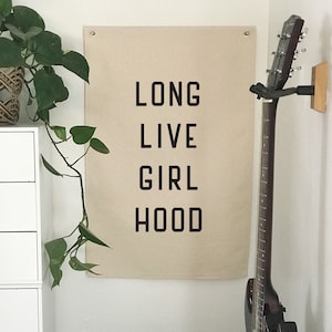 Long Live Girlhood Banner, Girl Nursery Flag Wall Decor, Wall Art Pennant, Bedroom Decor